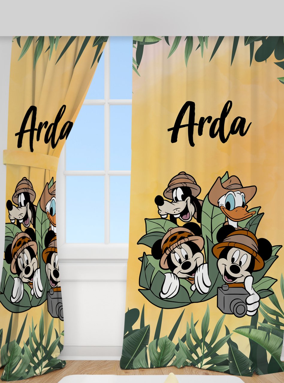 Kişiye Özel Baskılı Fon Perde Minnie Mickey Ürün ana görseli