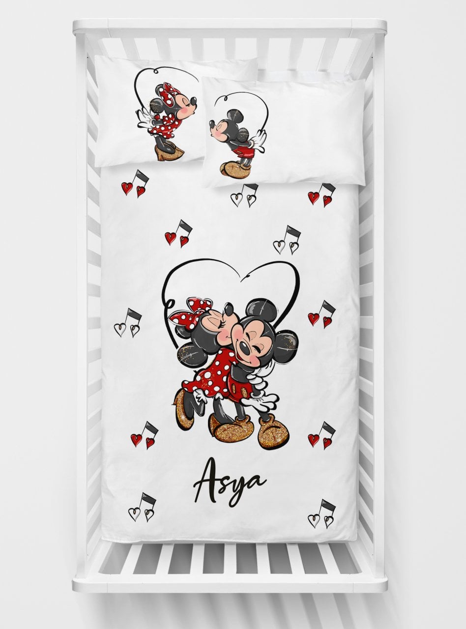 Kişiye Özel Bebek Nevresim Takımı Minnie Mickey 543534563