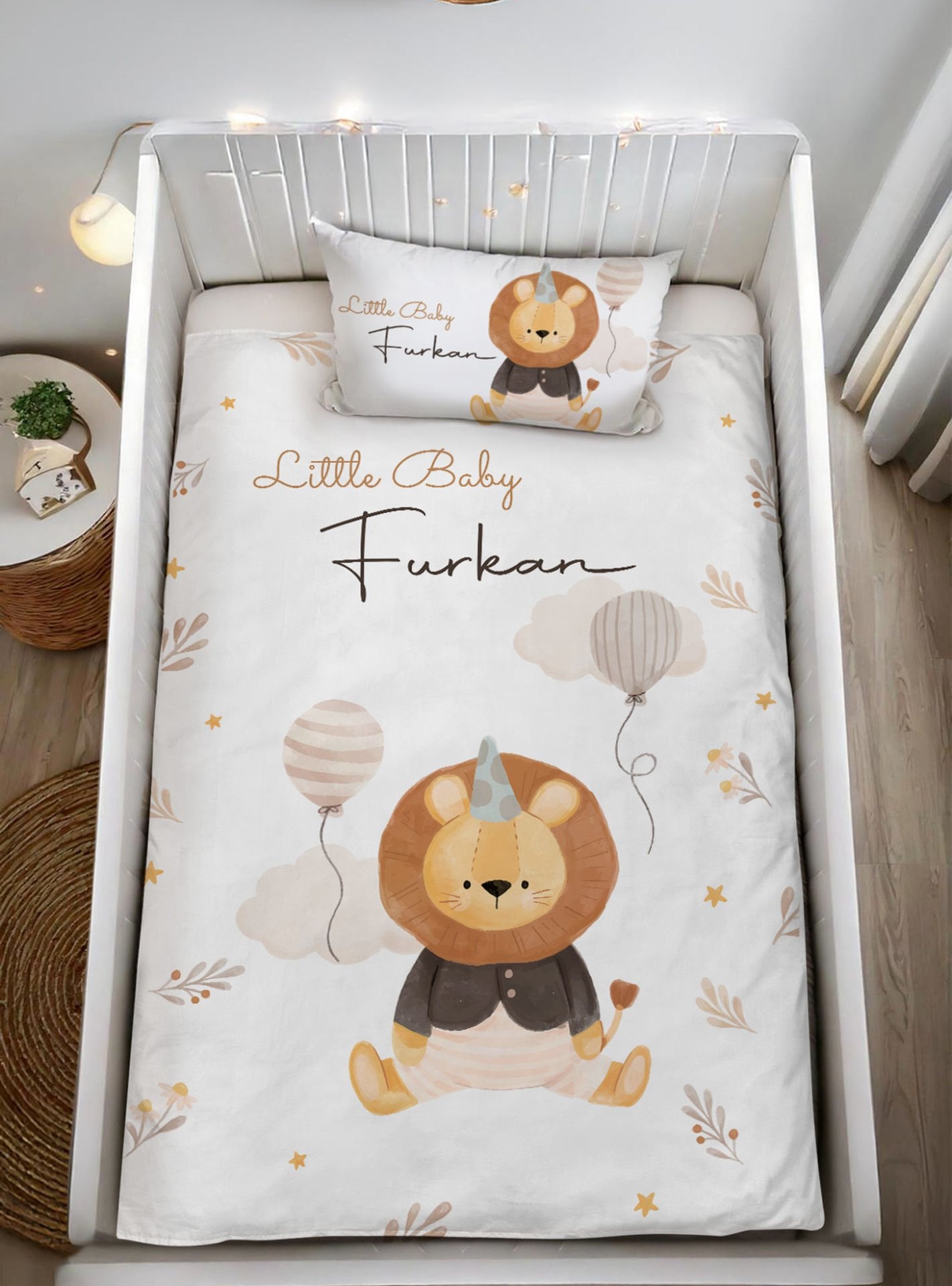 Kişiye Özel Bebek Nevresim Takımı Sevimli Aslan Ürün ana görseli