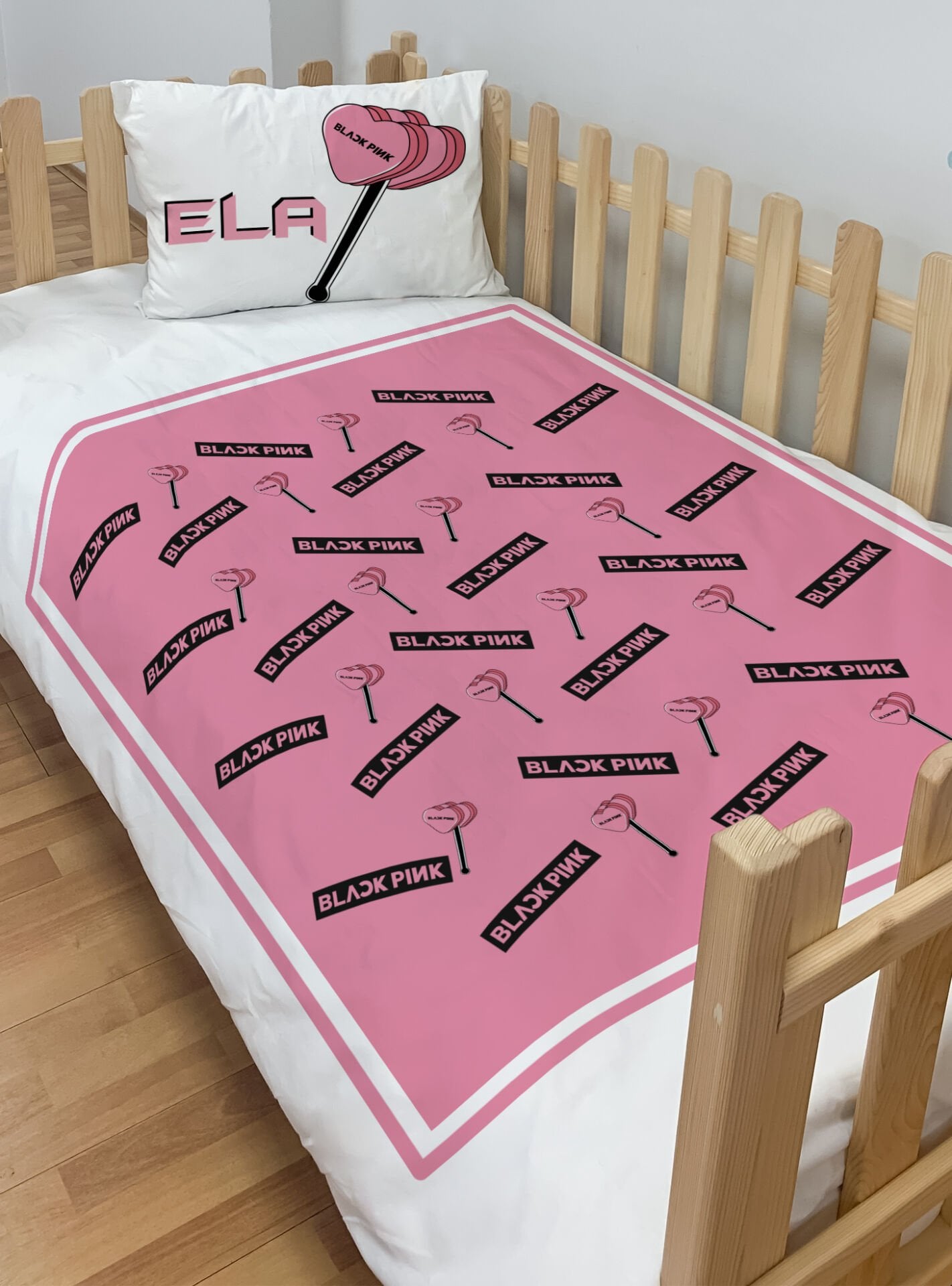 Kişiye Özel Montessori %100 Pamuk Nevresim Seti Blackpink mnt66346990086