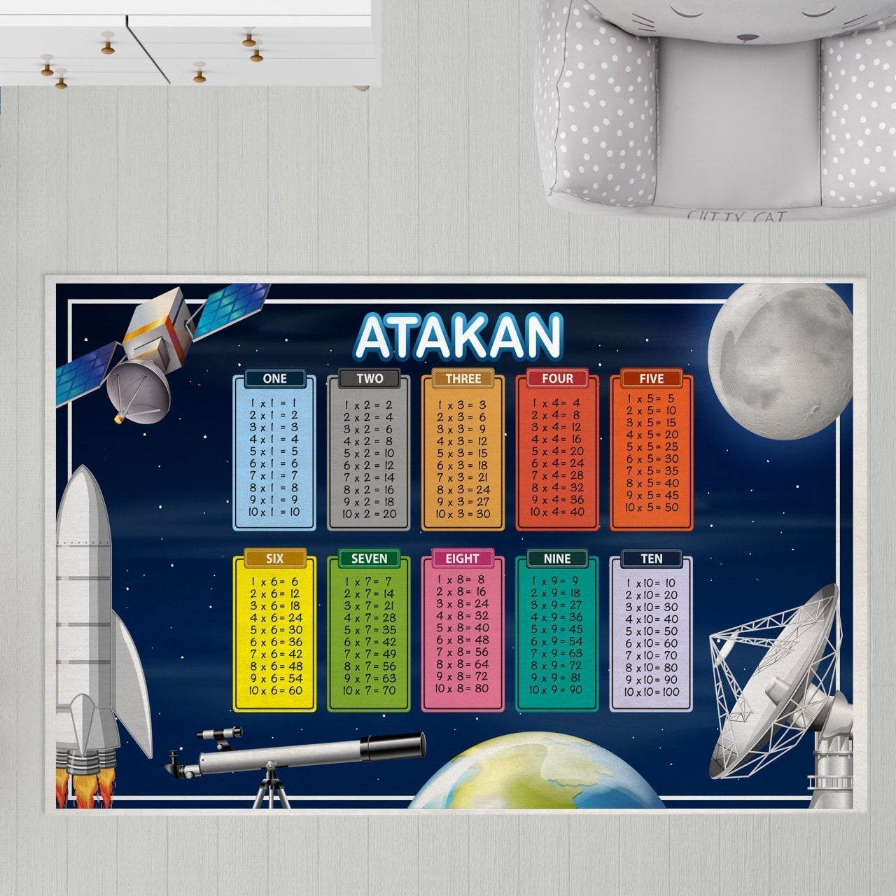 Eğitici Çocuk Odası Halısı Uzay Ürün ana görseli