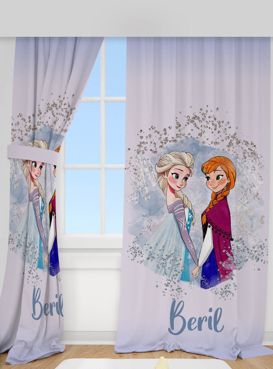 Kişiye Özel Baskılı Fon Perde Elsa Anna Ürün ana görseli