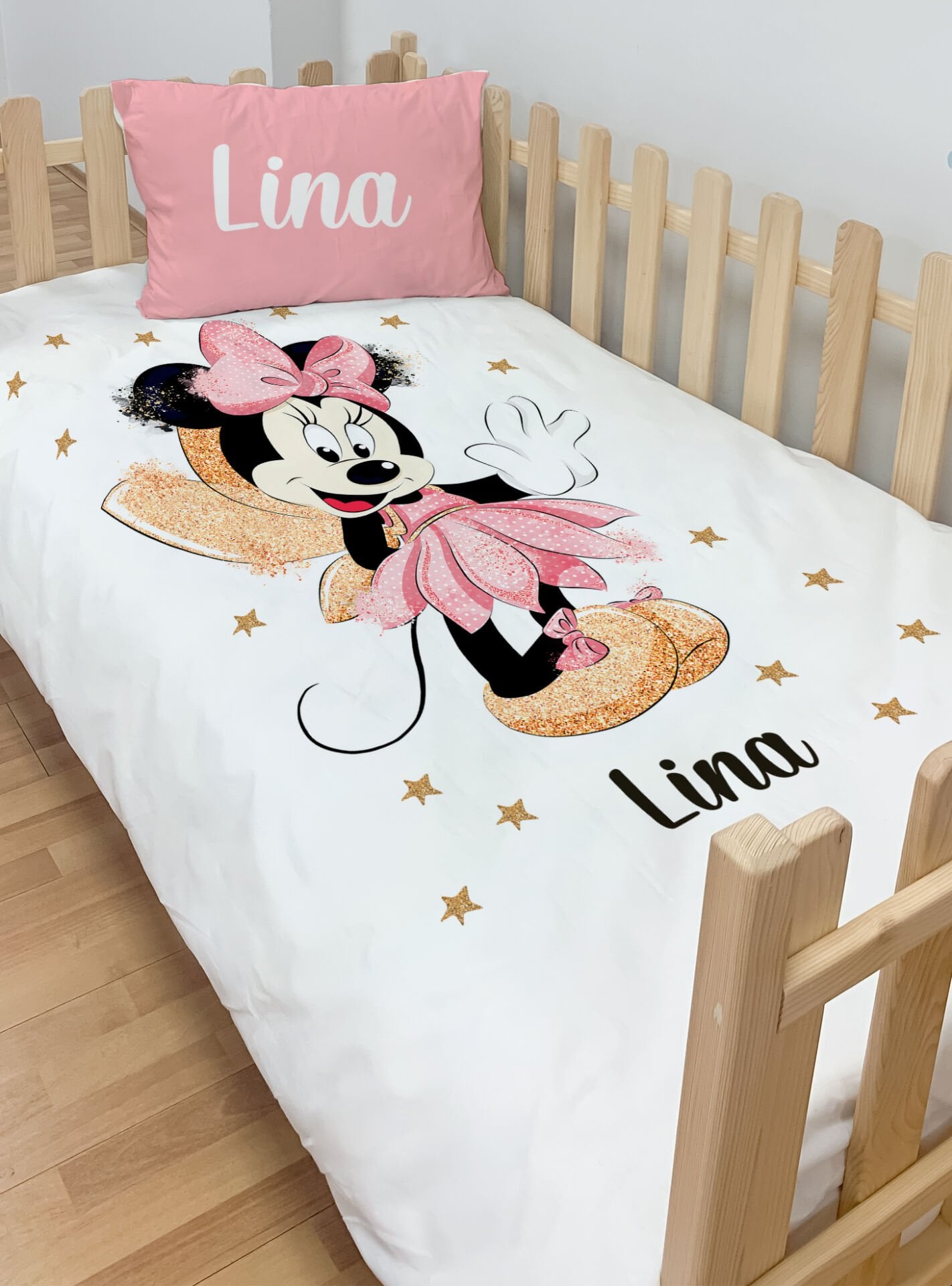 Kişiye Özel Montessori %100 Pamuk Nevresim Seti Minnie Moue mnt66346990090 Ürün ana görseli