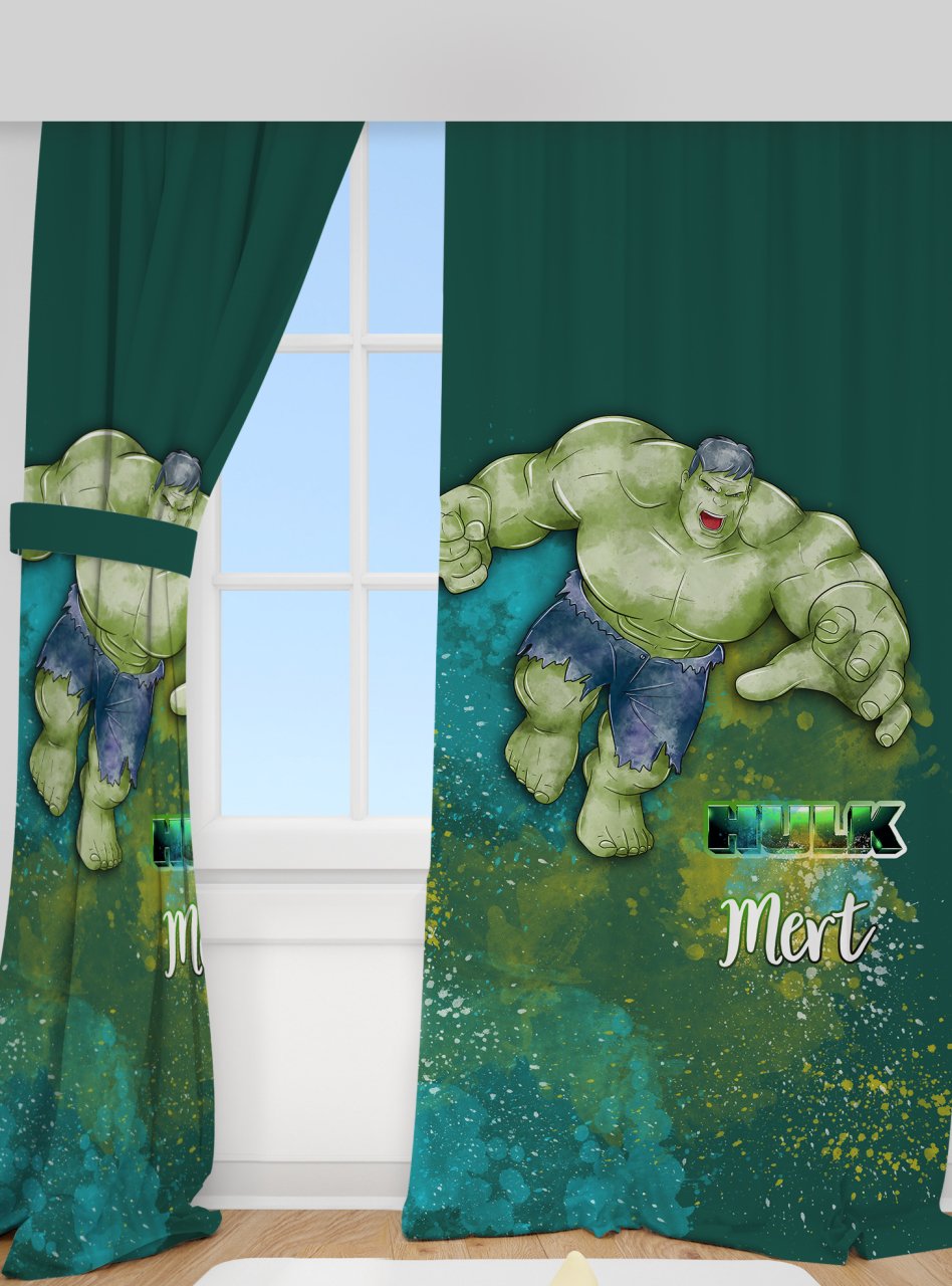 Kişiye Özel Baskılı Fon Perde Hulk Ürün ana görseli