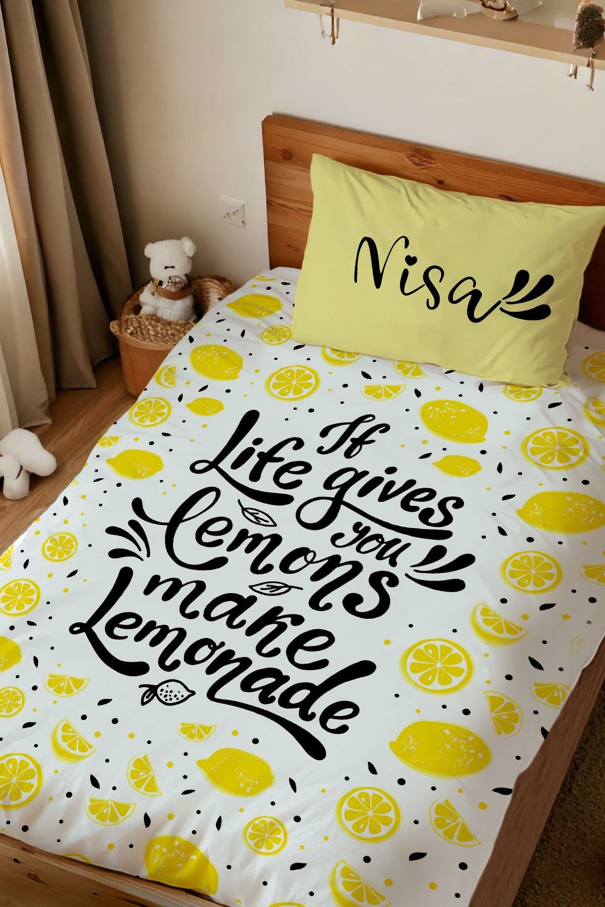 Kişiye Özel Tek Kişilik Nevresim Limonata