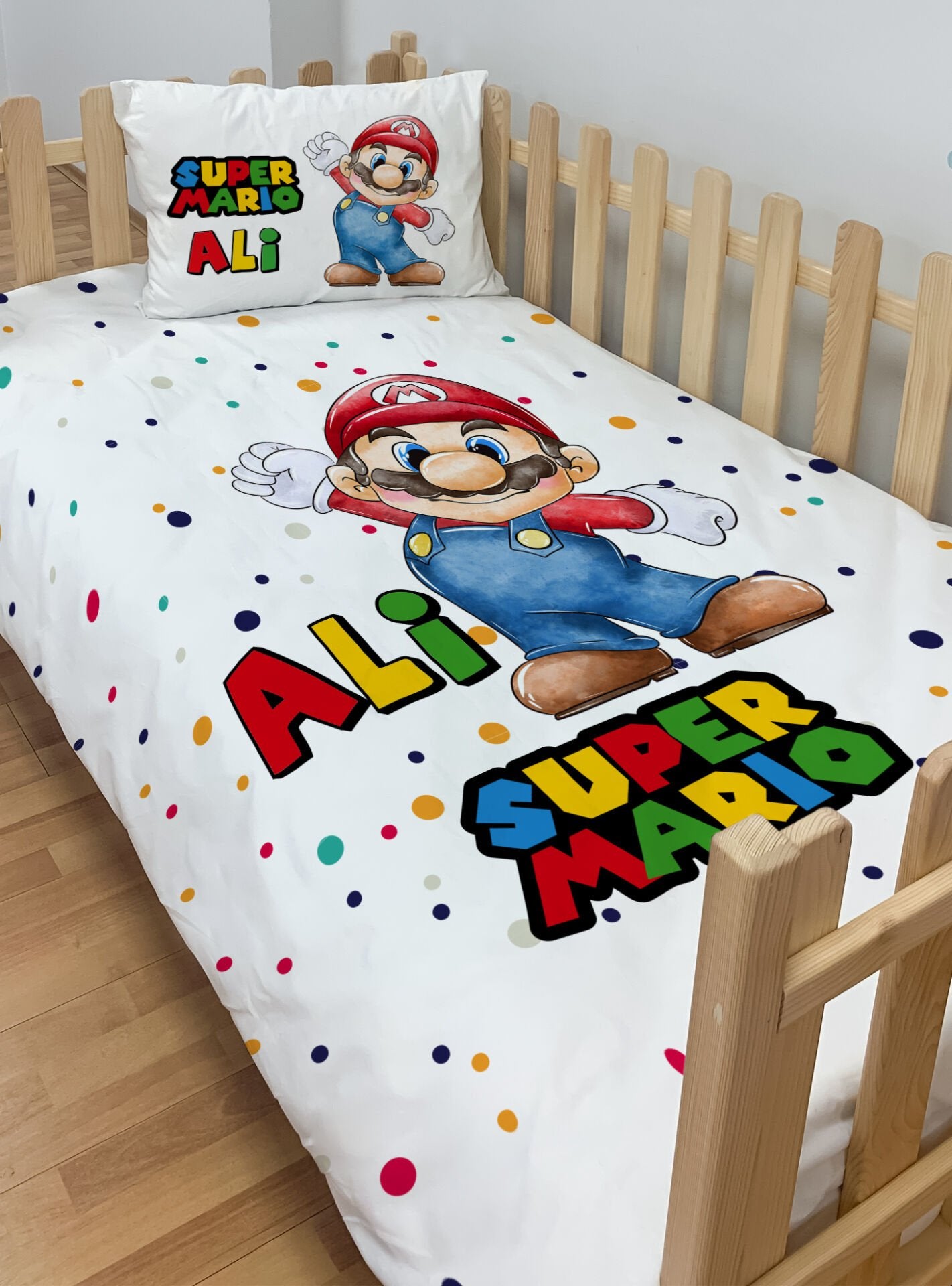 Kişiye Özel Montessori %100 Pamuk Nevresim Seti Super Mario Ürün ana görseli