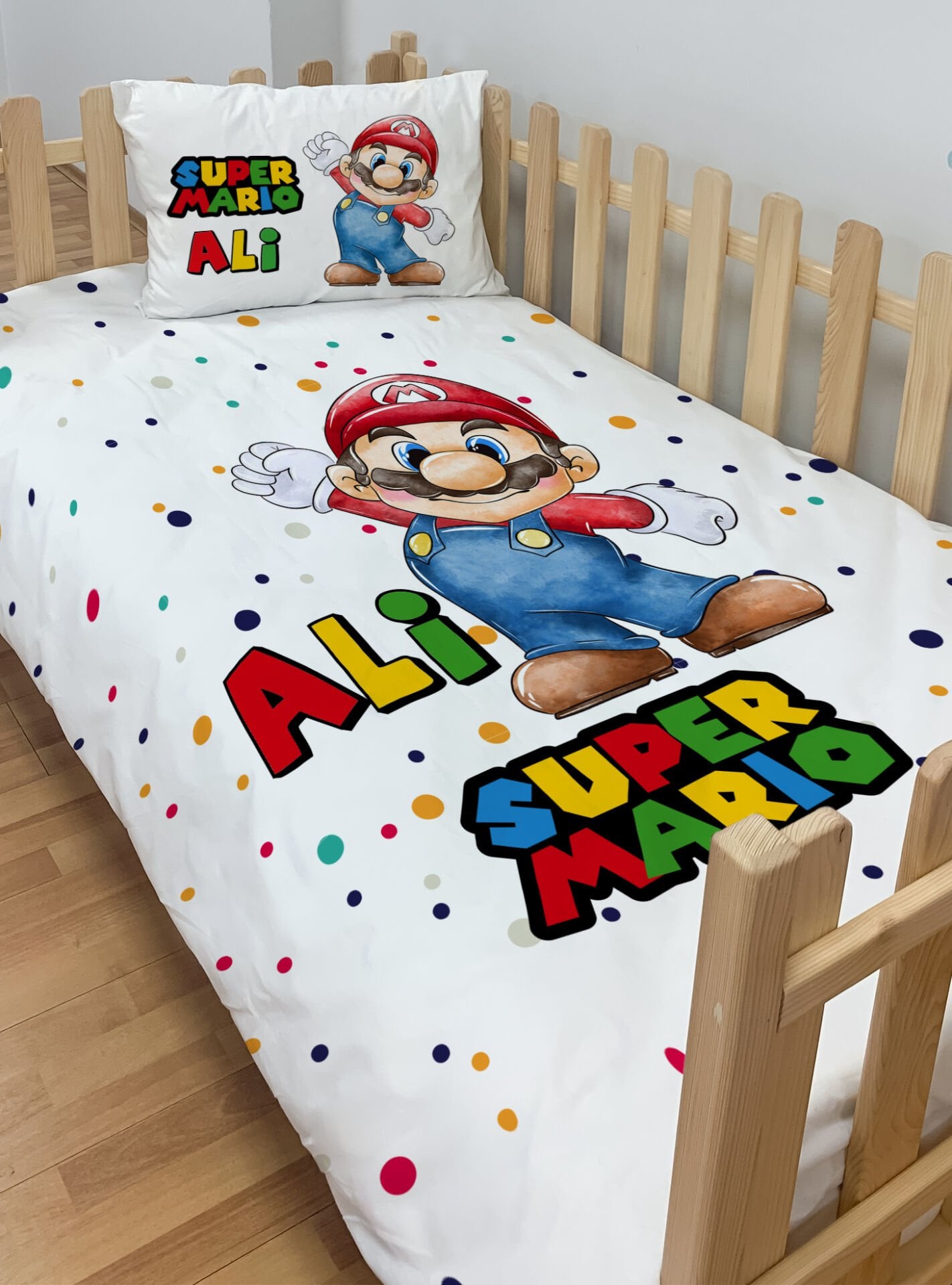 Kişiye Özel Montessori %100 Pamuk Nevresim Seti Super Mario mnt66346990083 Ürün ana görseli