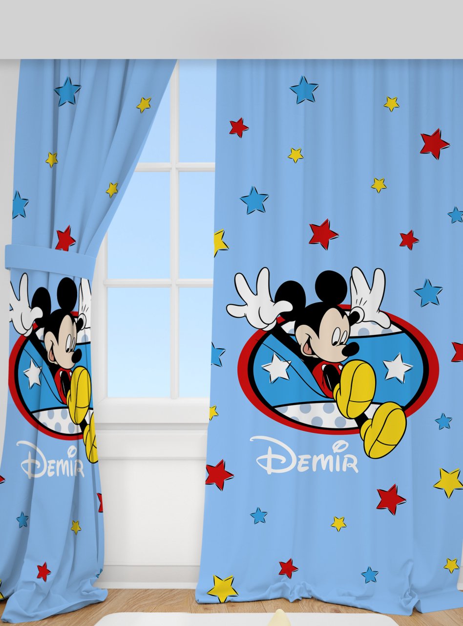 Kişiye Özel Baskılı Fon Perde Mickey Mouse Ürün ana görseli