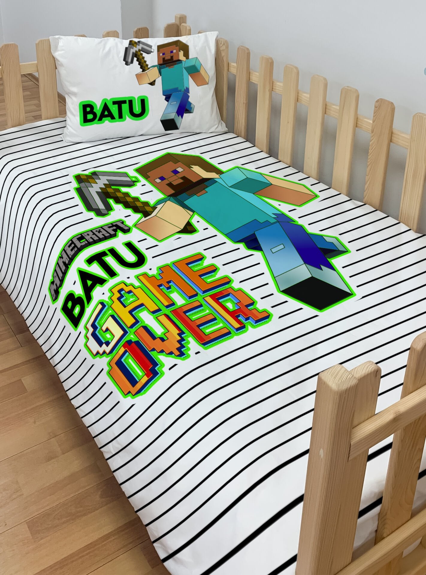 Kişiye Özel Montessori %100 Pamuk Nevresim Seti Minecraft Ürün ana görseli