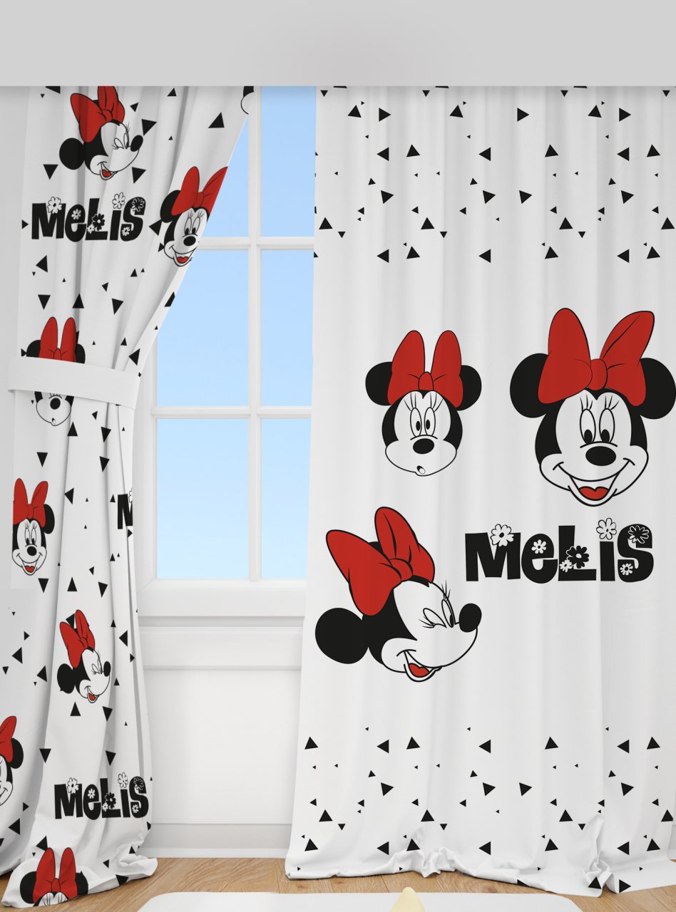 Kişiye Özel Baskılı Fon Perde Minnie Mouse Ürün ana görseli