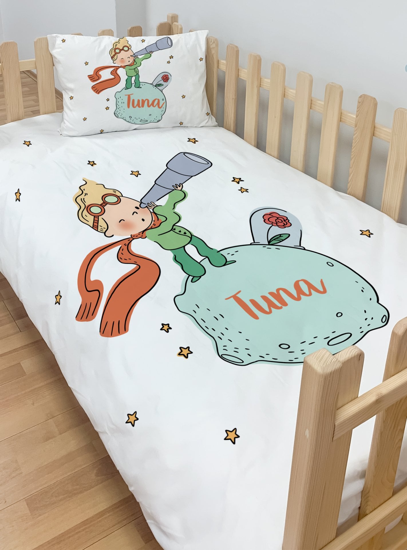 Kişiye Özel Montessori %100 Pamuk Nevresim Seti Küçük Prens Ürün ana görseli
