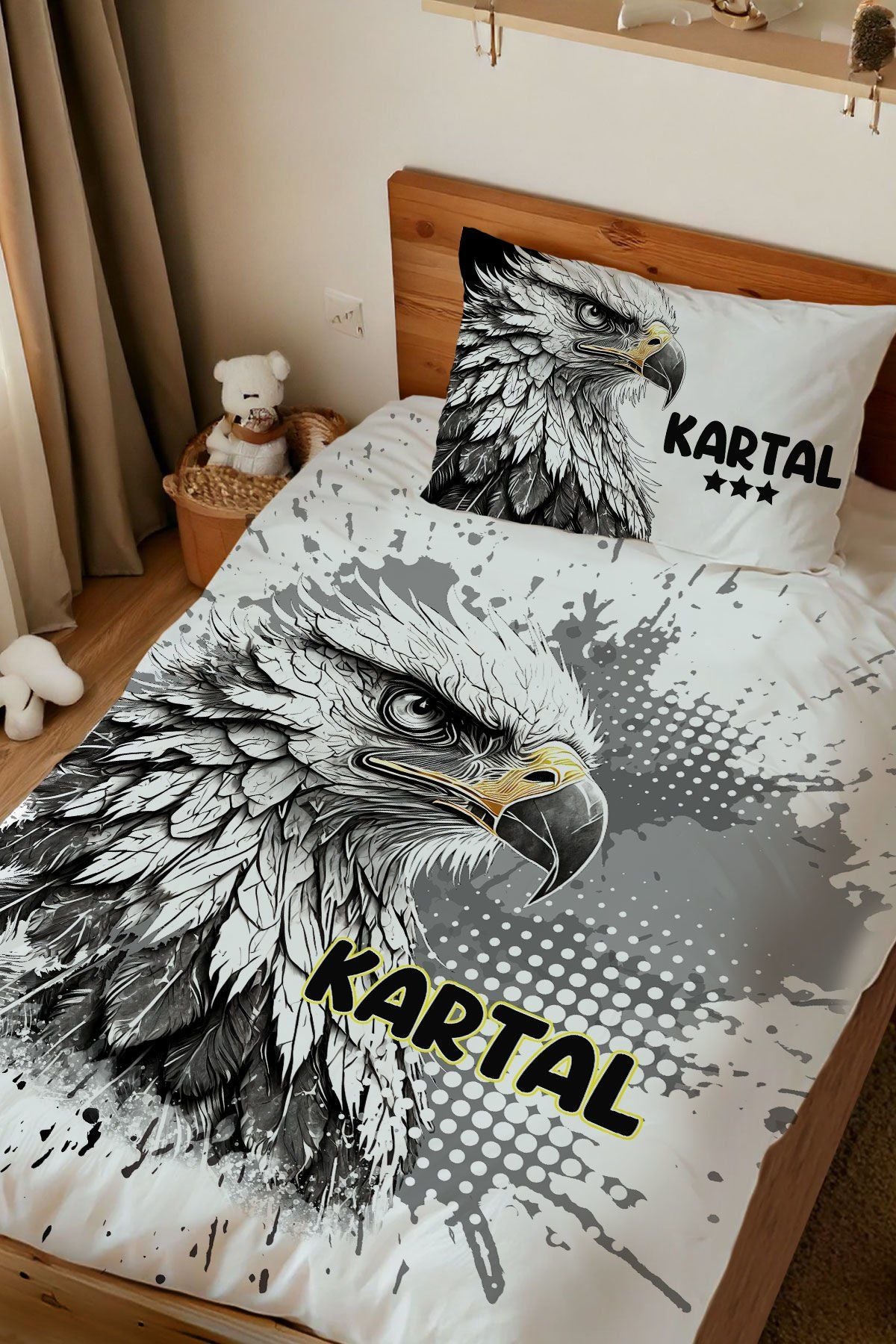 Kişiye Özel Tek Kişilik Nevresim Kartal Ürün ana görseli