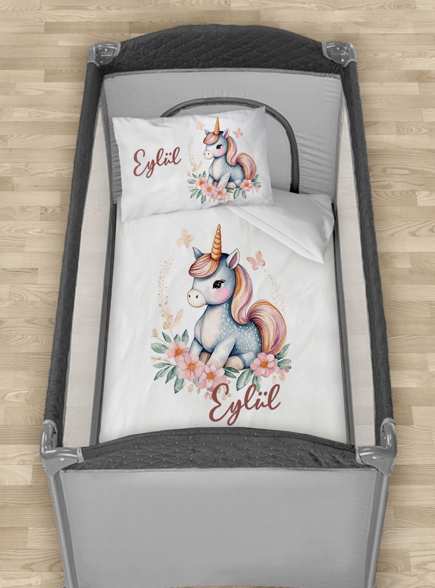 Park Yatak Nevresim Takımı Çiçekli Unicorn Ürün ana görseli