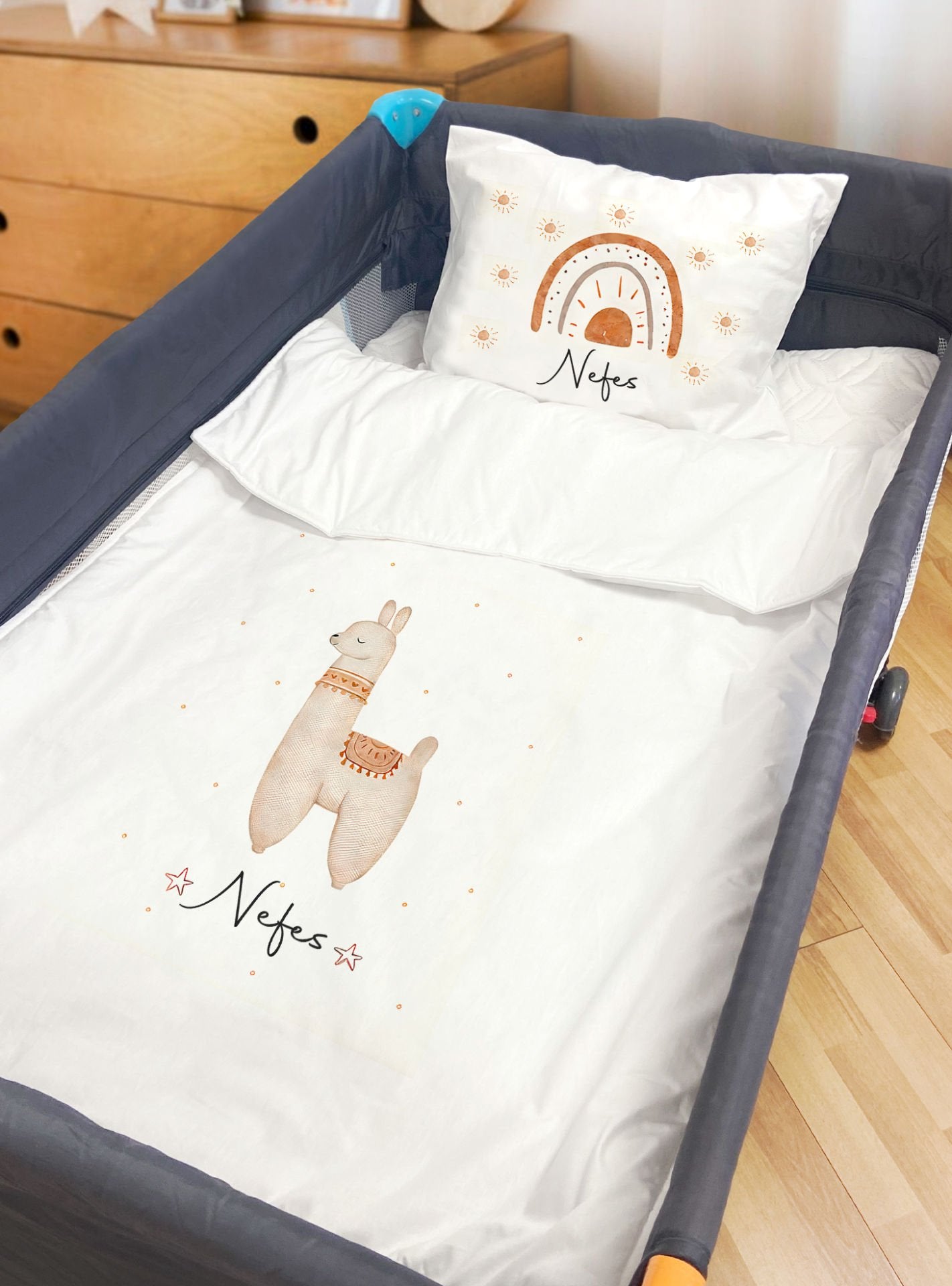 Park Yatak Çift Taraf Baskılı Kişiye Özel Yorgan Seti - Deluxe Lama