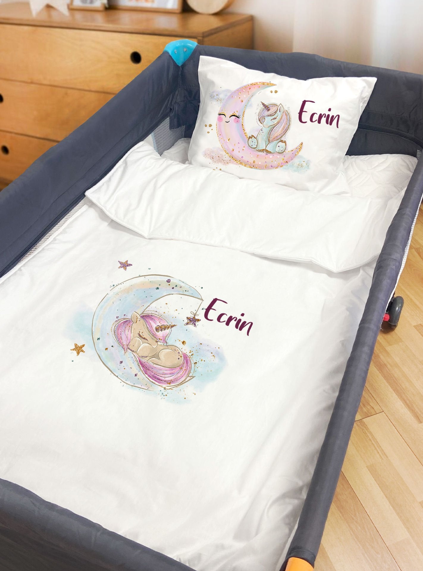 Park Yatak Çift Taraf Baskılı Kişiye Özel Yorgan Seti - Deluxe Unicorn