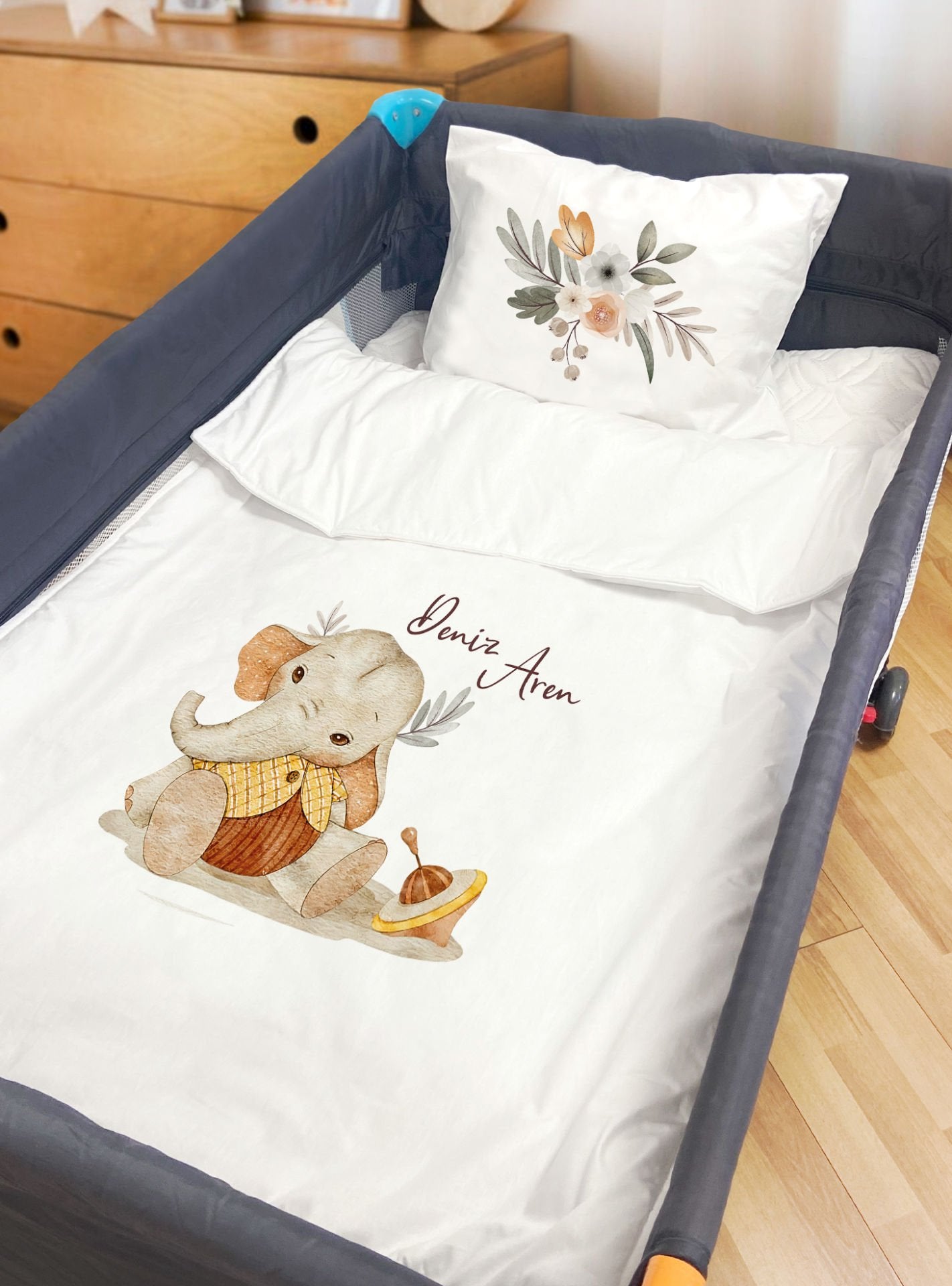 Park Yatak Çift Taraf Baskılı Kişiye Özel Yorgan Seti - Deluxe Yaramaz Fil Ürün ana görseli