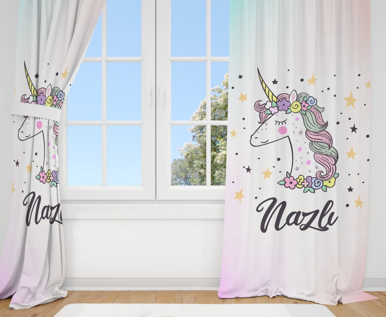 Kişiye Özel Fon Perde Unicorn Ürün ana görseli