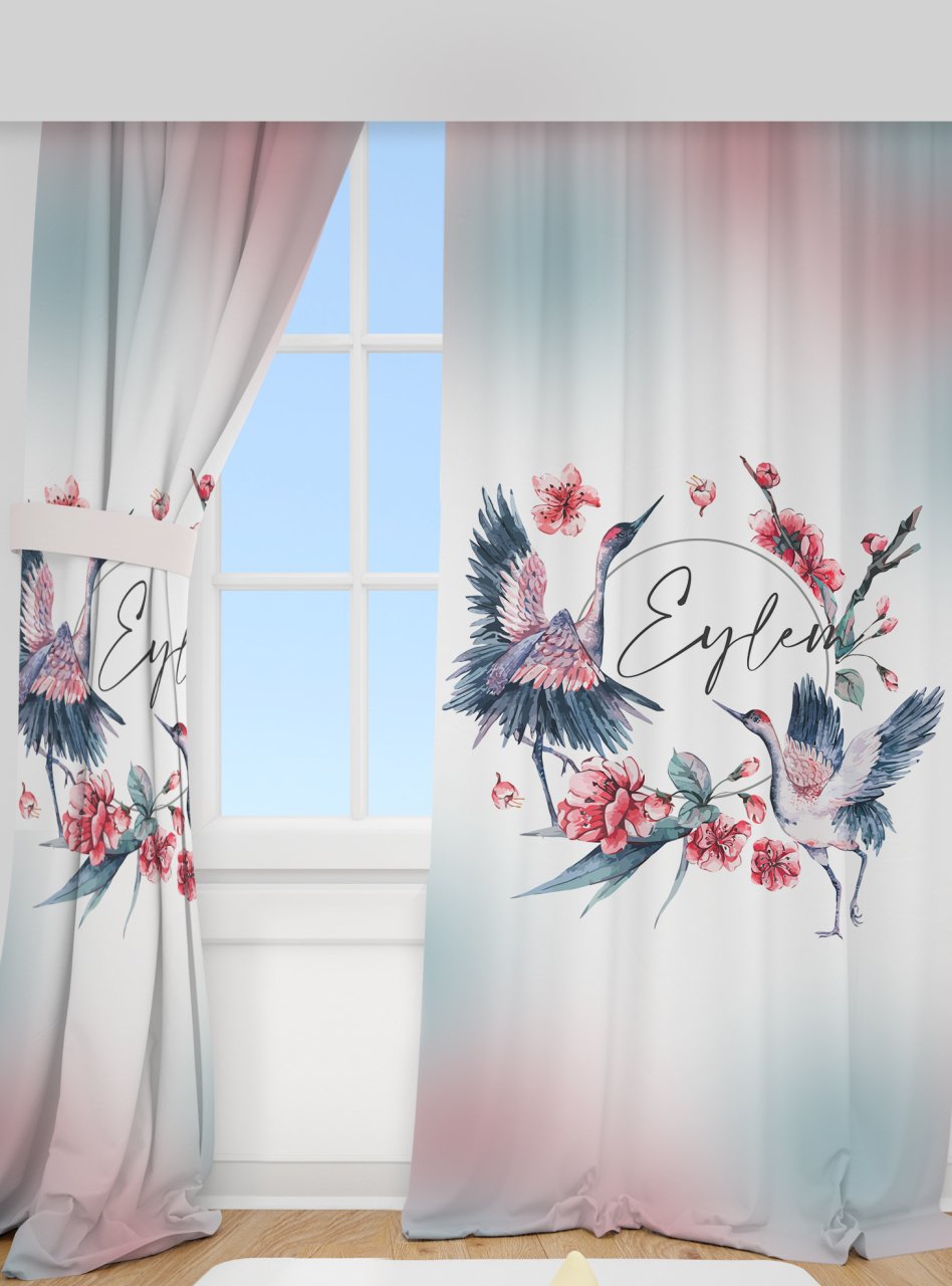 Kişiye Özel Baskılı Fon Perde Lilyum