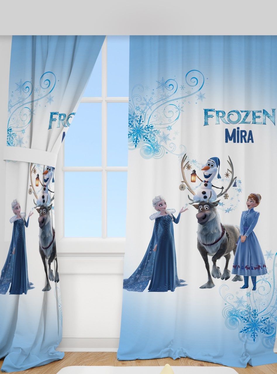 Kişiye Özel Baskılı Fon Perde Frozen Elsa Ürün ana görseli