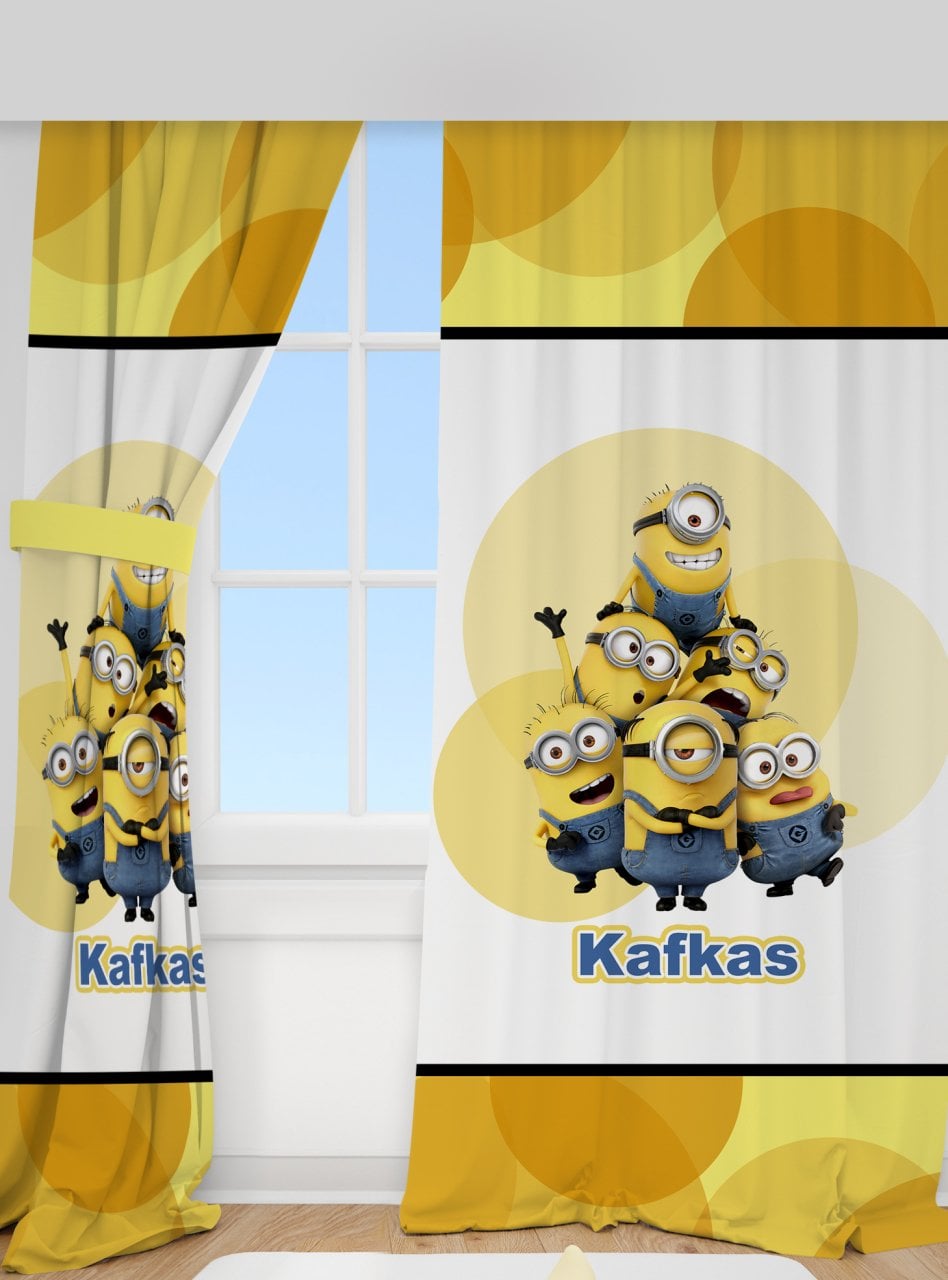 Kişiye Özel Baskılı Fon Perde Minions