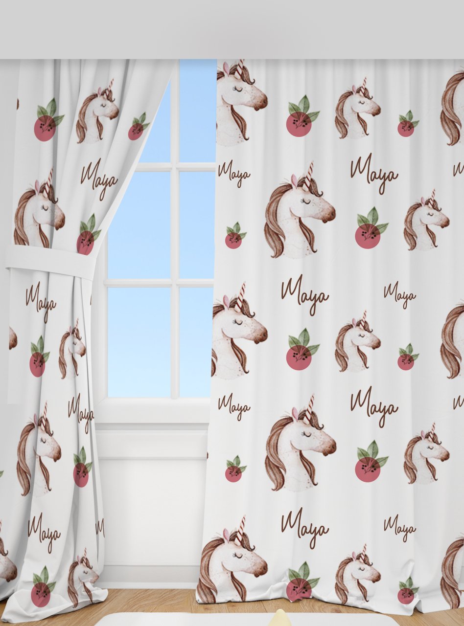 Kişiye Özel Baskılı Fon Perde Unicorn Ürün ana görseli