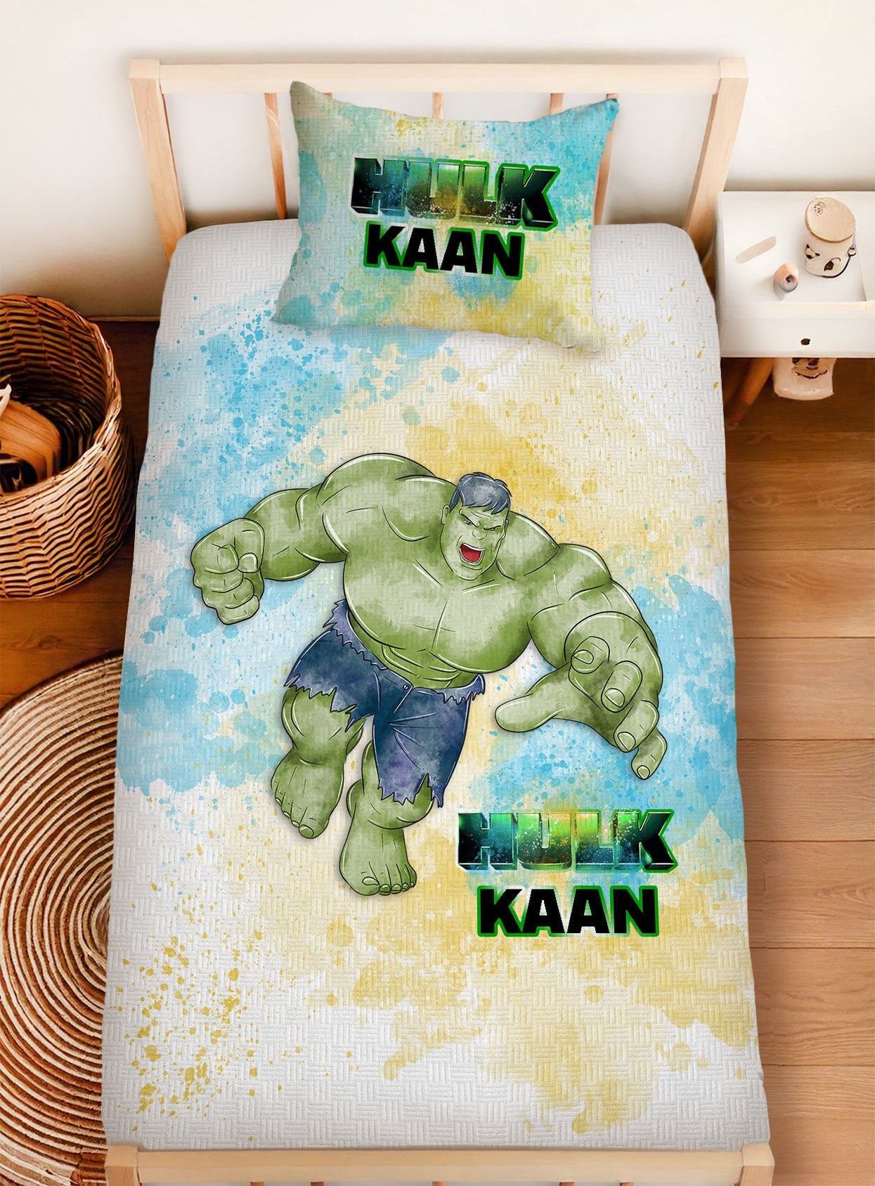 Kişiye Özel %100 Pamuk Tek Kişilik Pike Seti Hulk