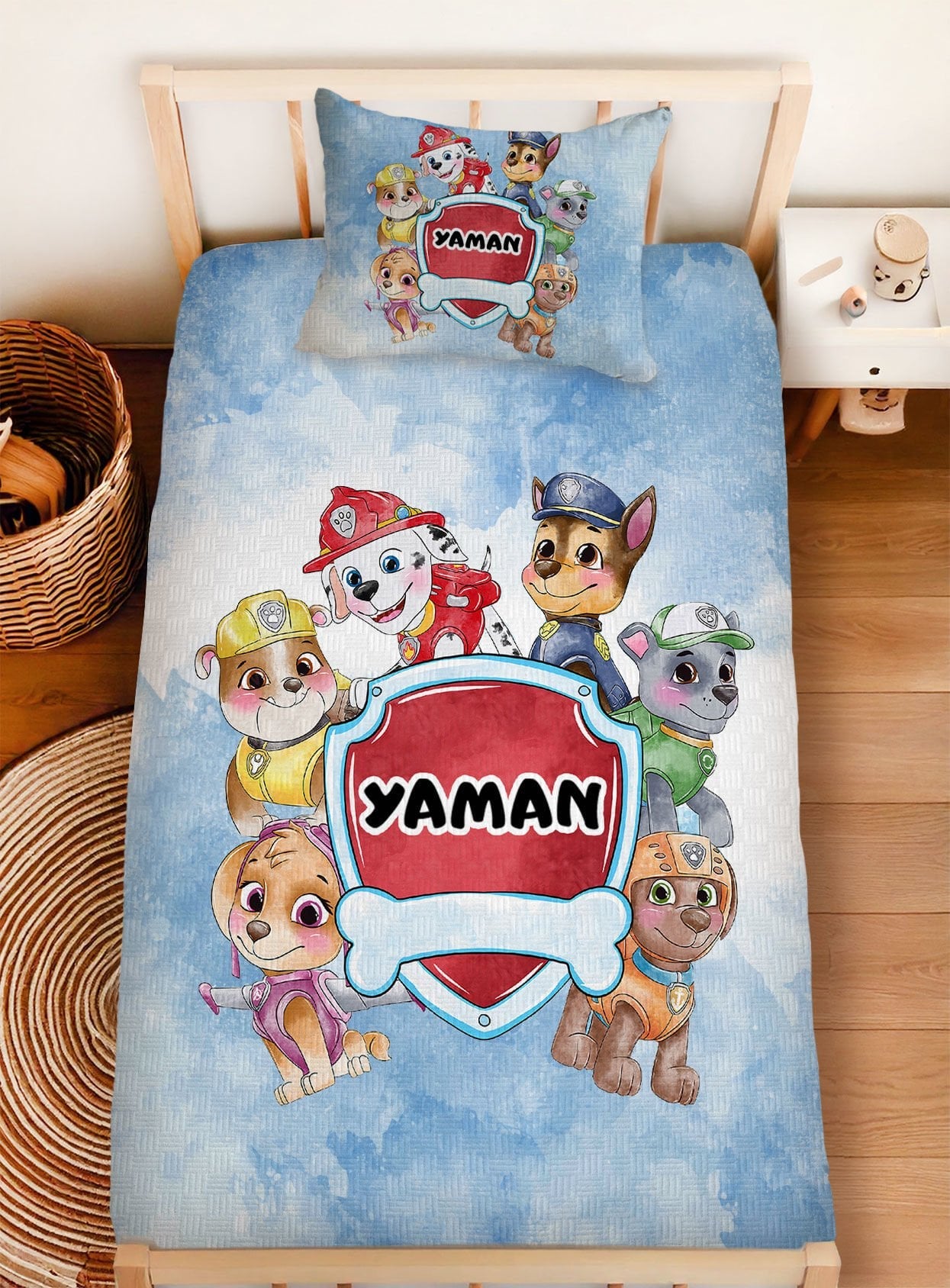 Kişiye Özel %100 Pamuk Tek Kişilik Pike Seti Paw Patrol Ürün ana görseli