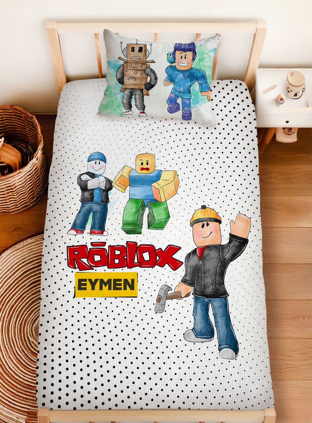 Kişiye Özel %100 Pamuk Tek Kişilik Pike Seti Roblox Ürün ana görseli