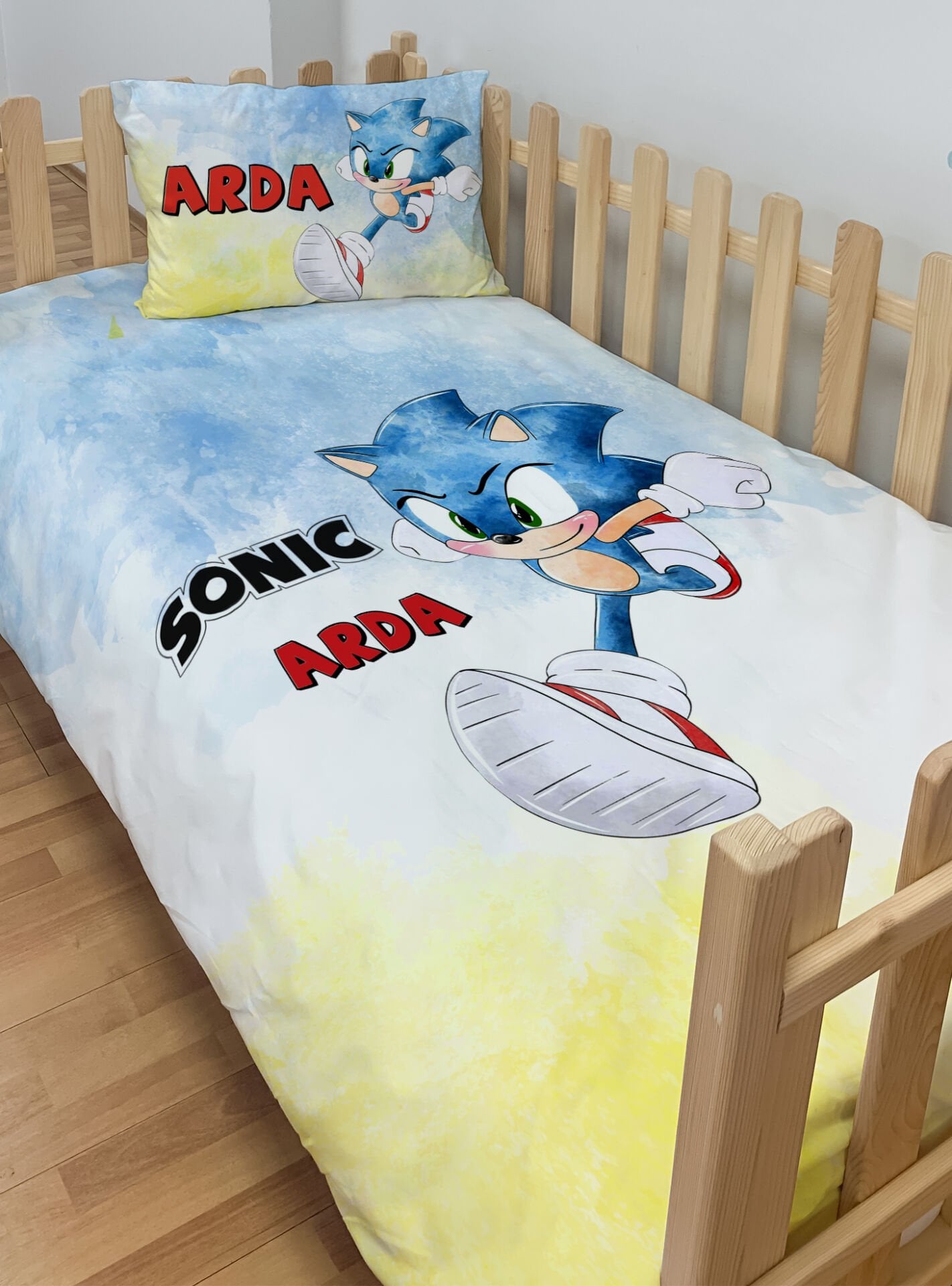 Kişiye Özel Montessori %100 Pamuk Nevresim Seti Sonic Ürün ana görseli
