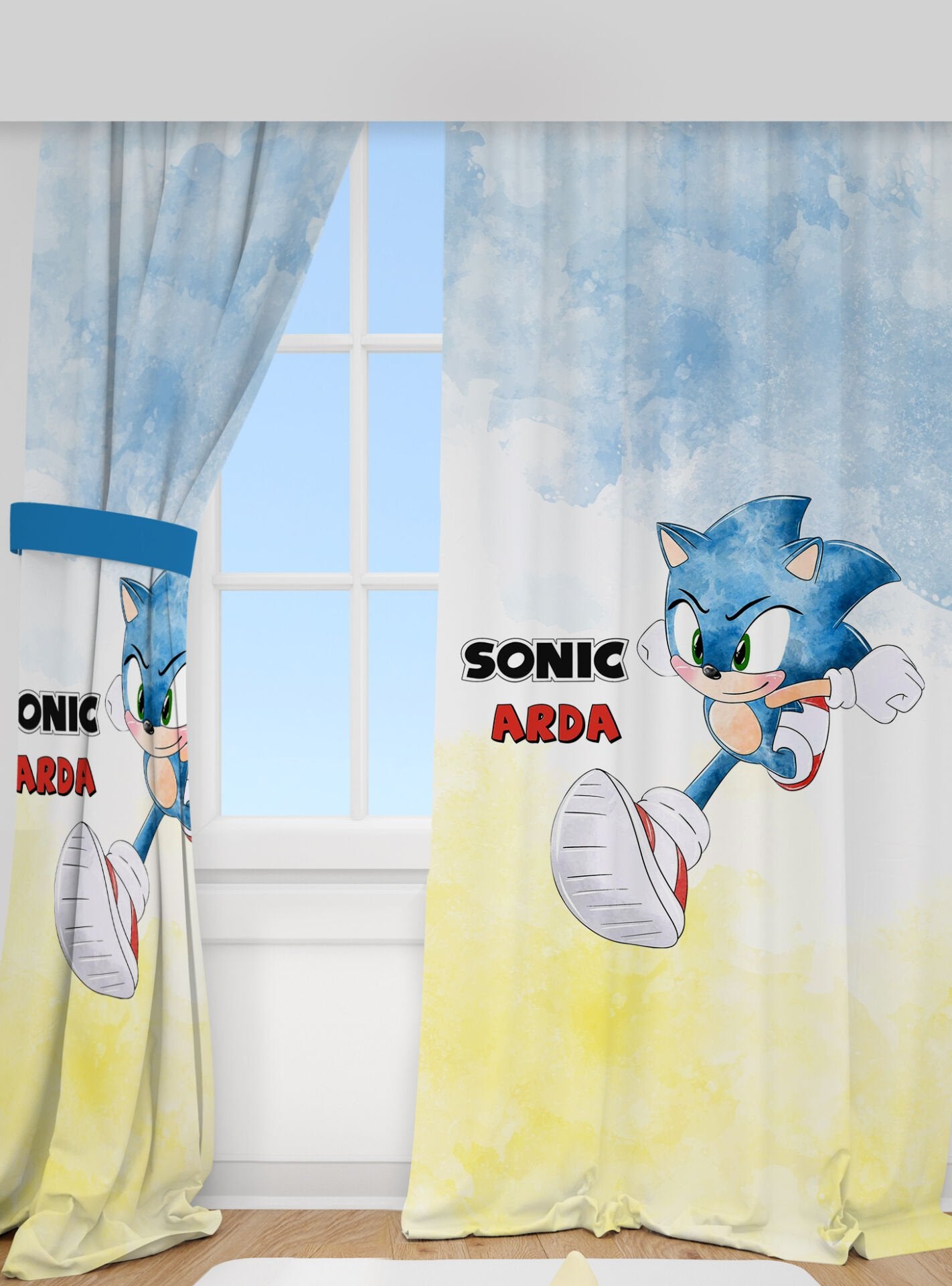 Kişiye Özel Baskılı Fon Perde Sonic Ürün ana görseli