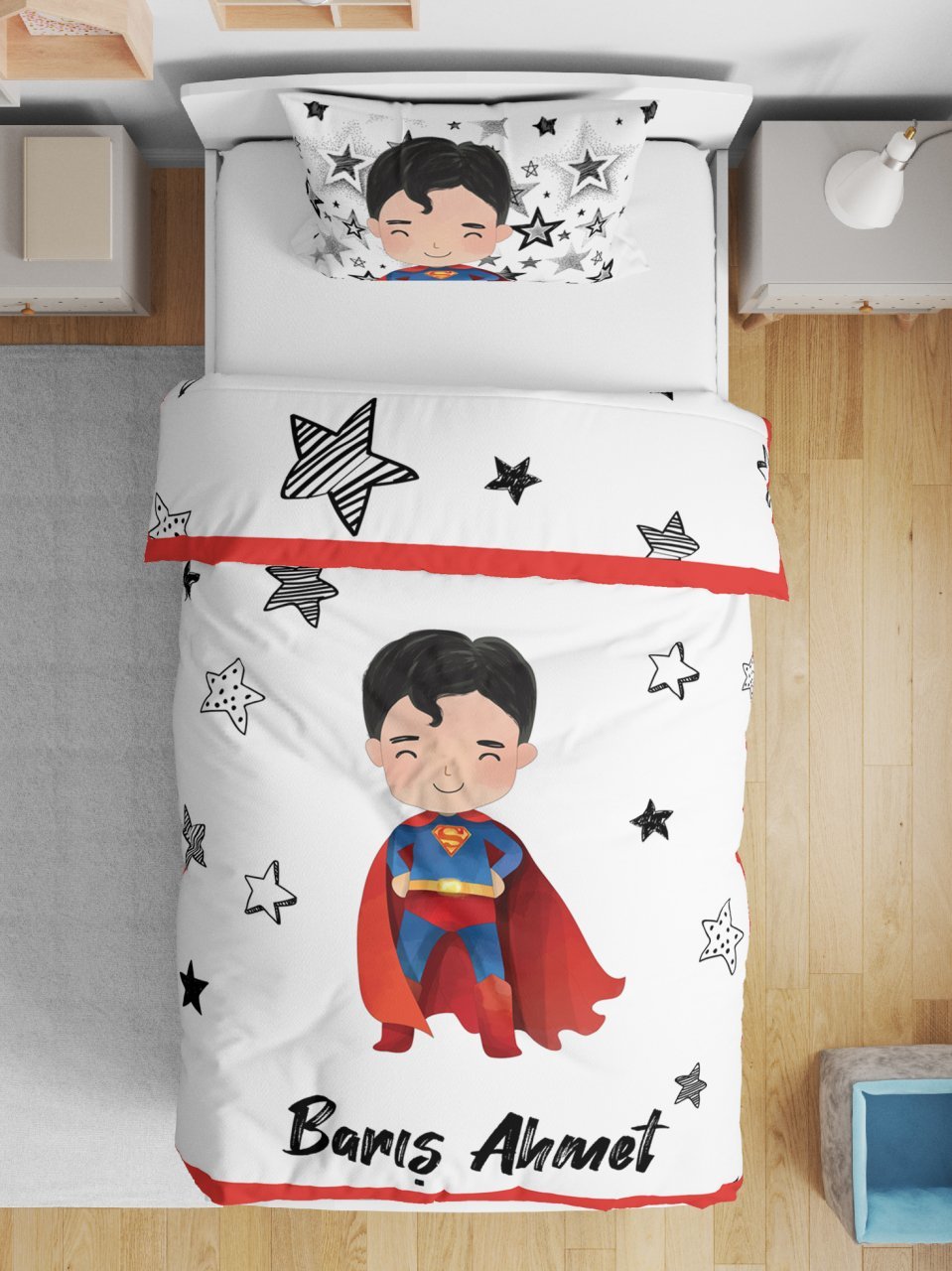 Çift Taraflı Pamuk Saten Nevresim Seti Superman Ürün ana görseli
