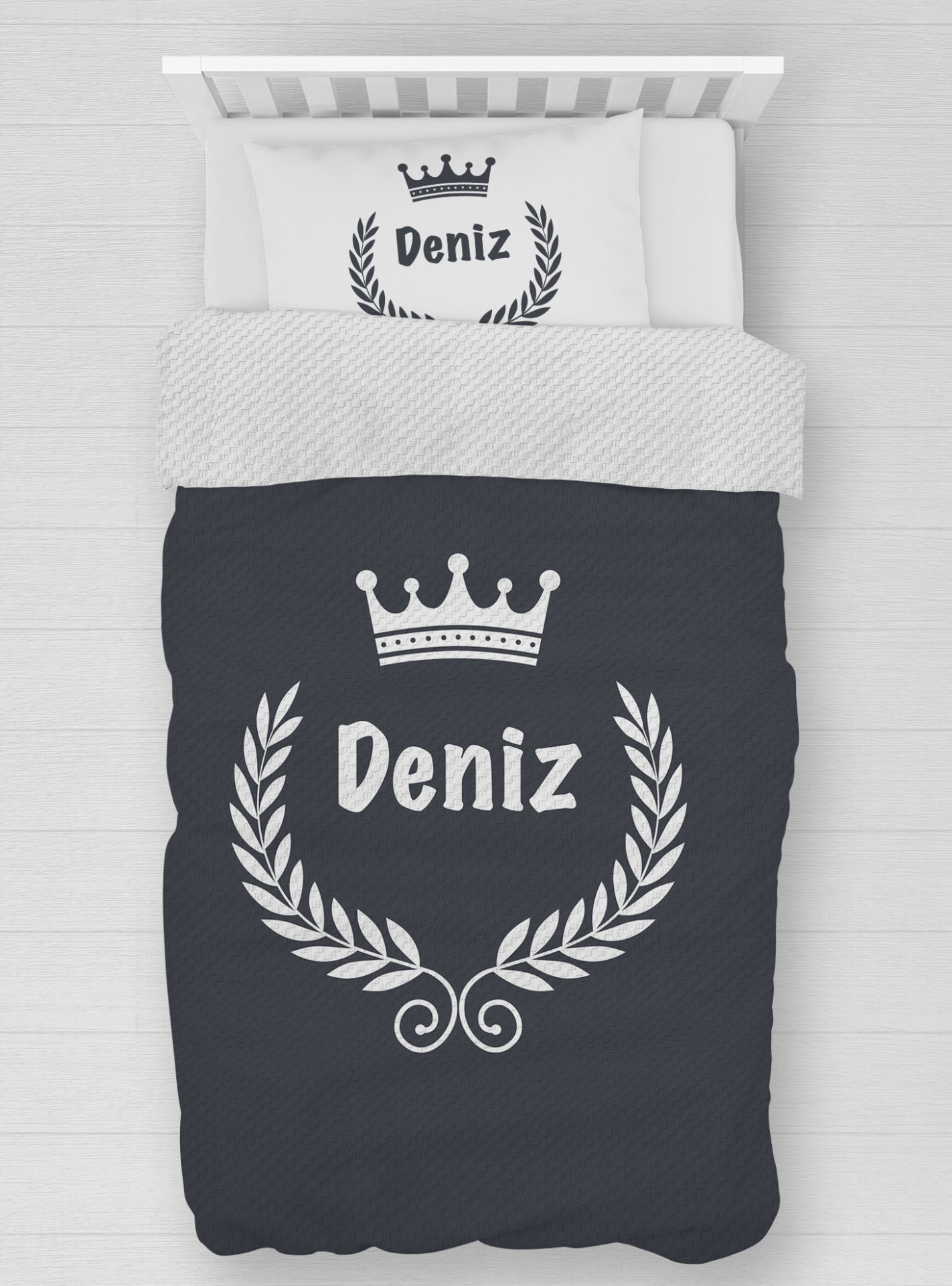 Kişiye Özel %100 Pamuk Tek Kişilik Pike Seti Tac Çelenk Ürün ana görseli