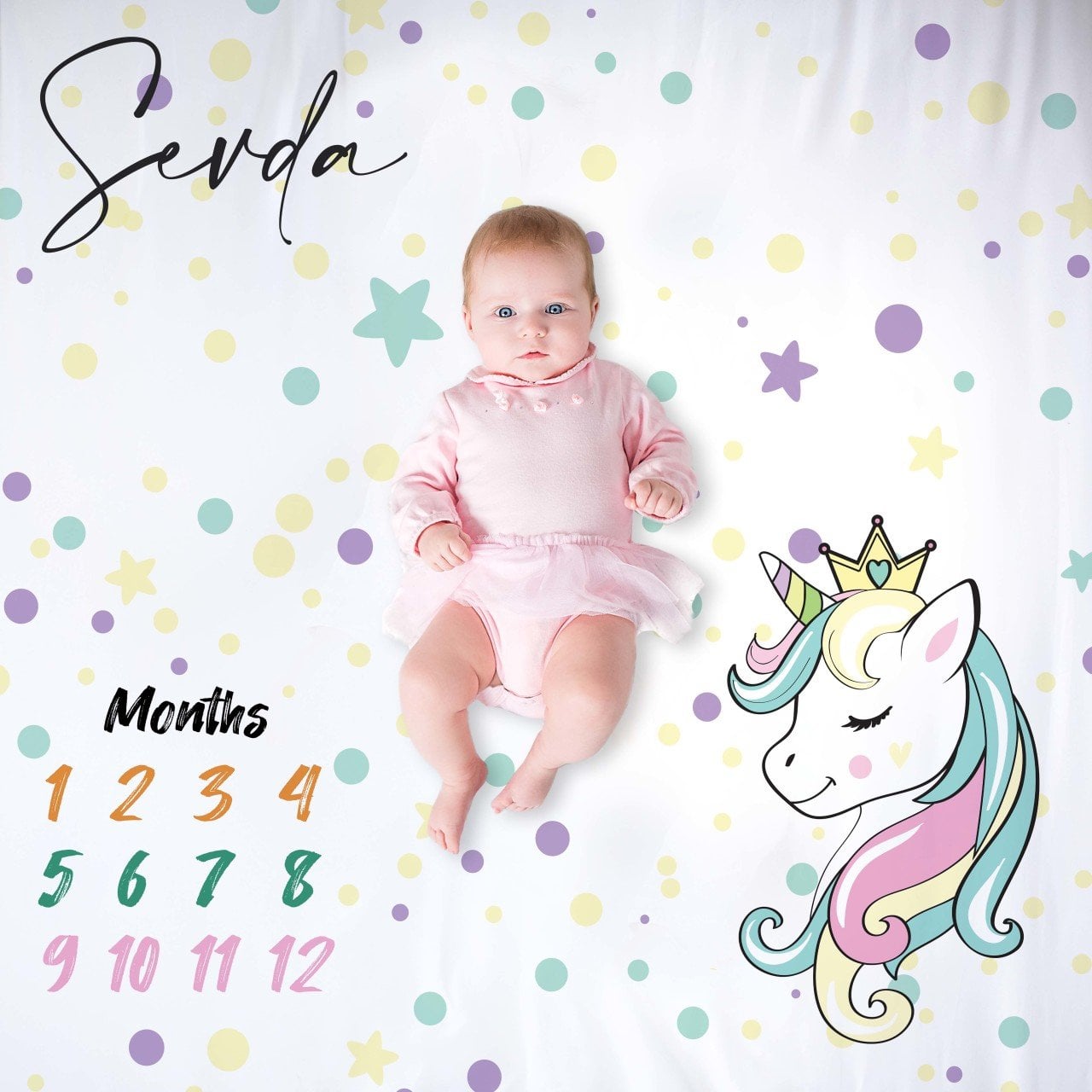 Kişiye Özel Anı Örtüsü Unicorn 7141828790375aö