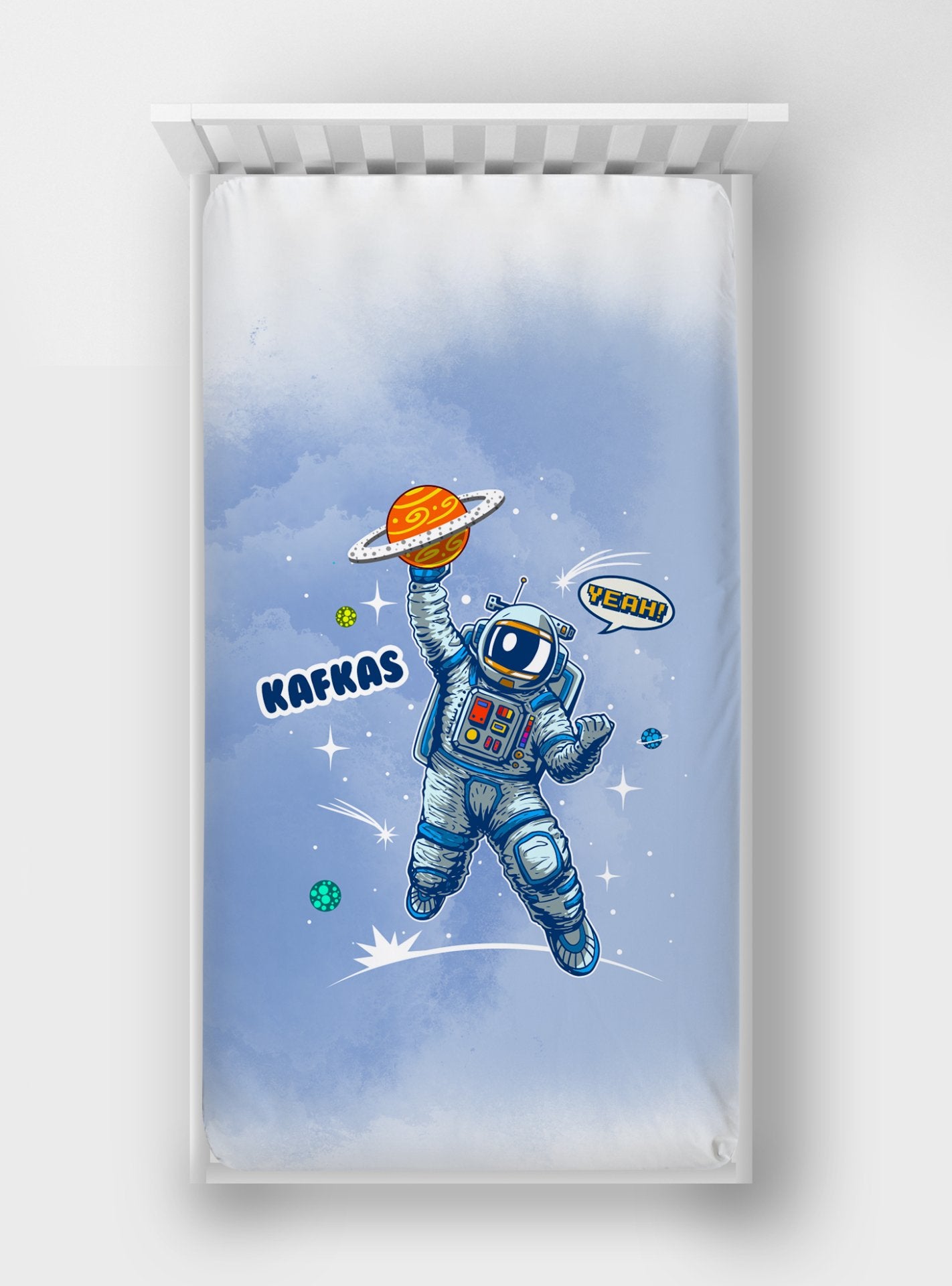 Dijital Baskılı Tek Kişilik Lastikli Çarşaf Astronot Ürün ana görseli