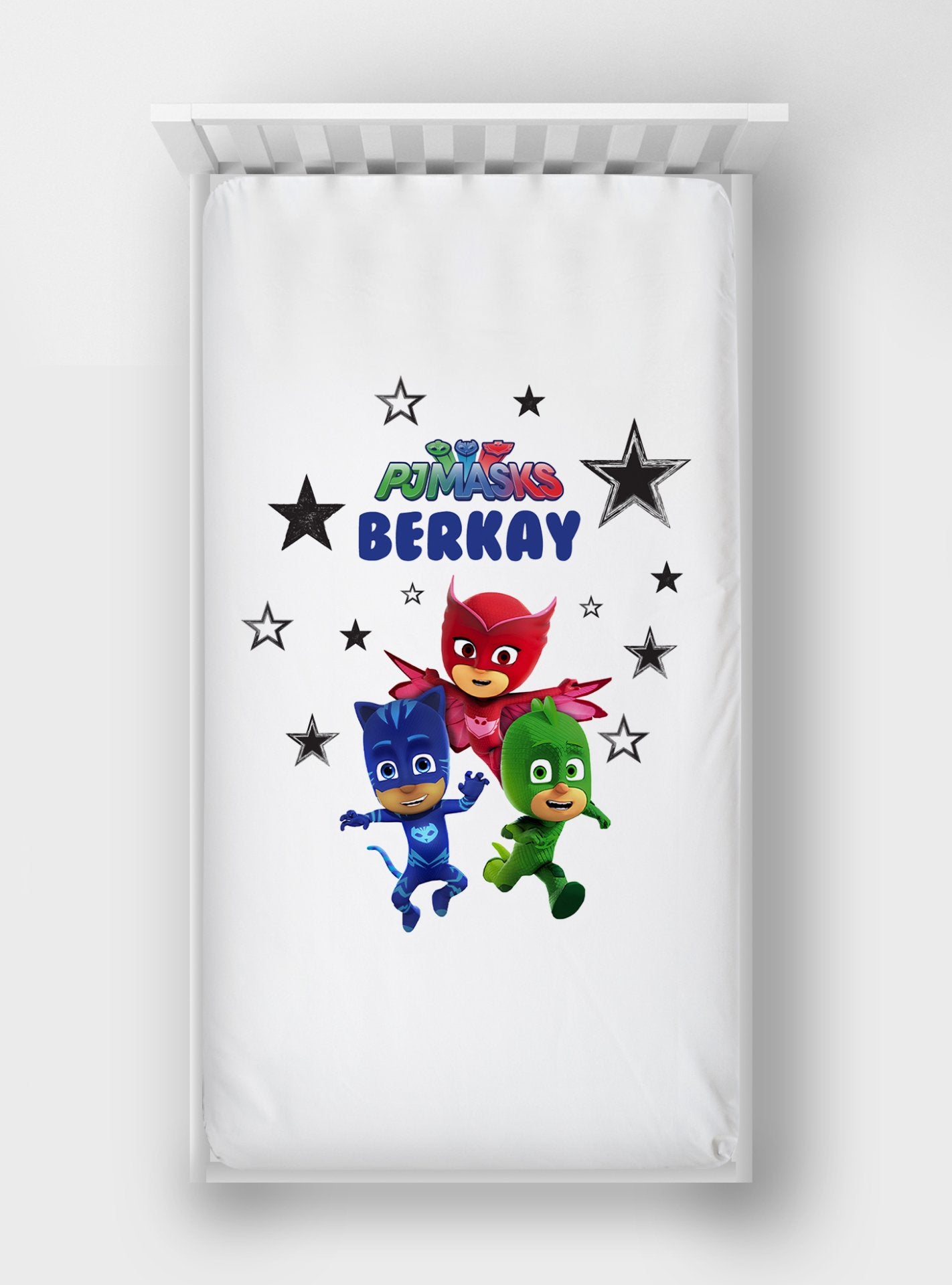 Dijital Baskılı Tek Kişilik Lastikli Çarşaf PJ Maskeliler Ürün ana görseli