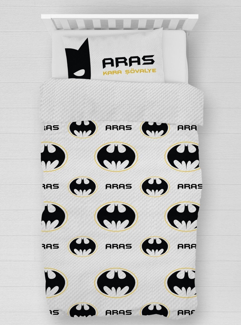 Kişiye Özel %100 Pamuk Tek Kişilik Pike Seti Batman tkpk72536710