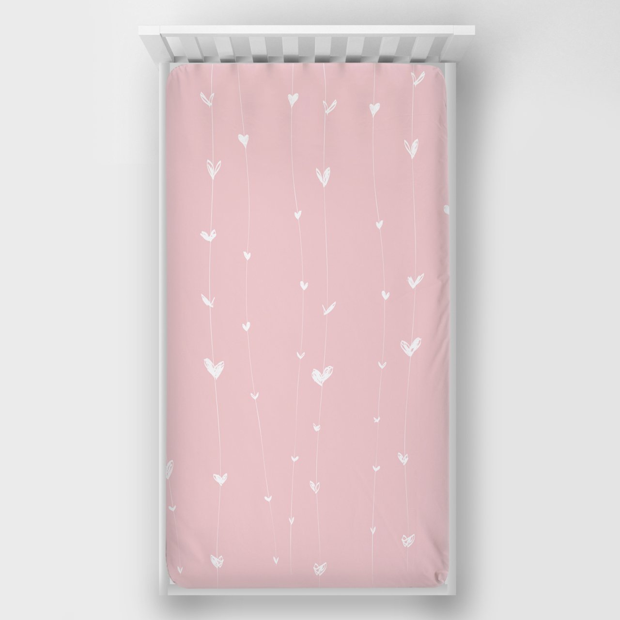 Dijital Baskılı Tek Kişilik Lastikli Çarşaf Kalp Desenli