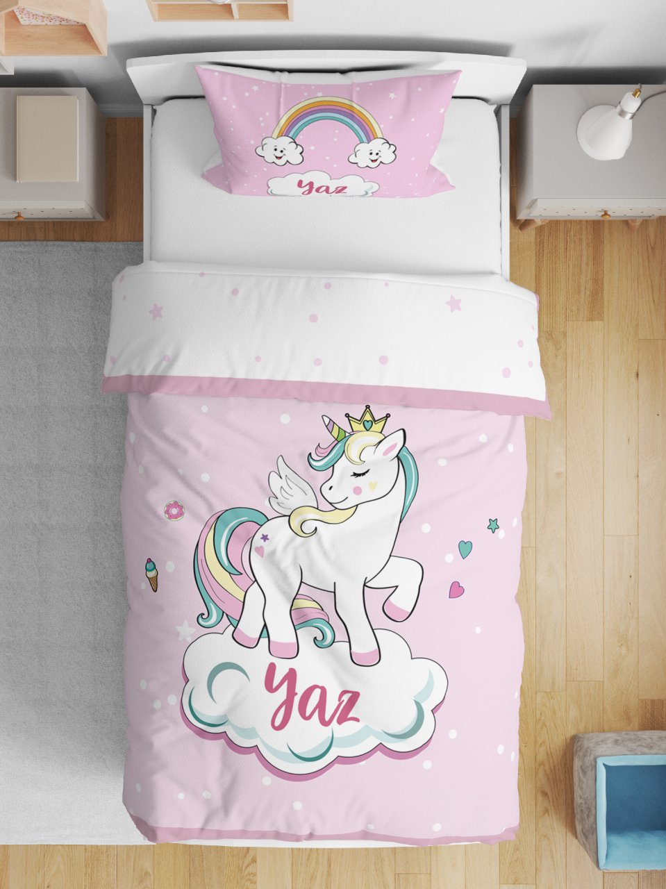 Kişiye Özel Çift Taraflı Yorgan Unicorn Ürün ana görseli