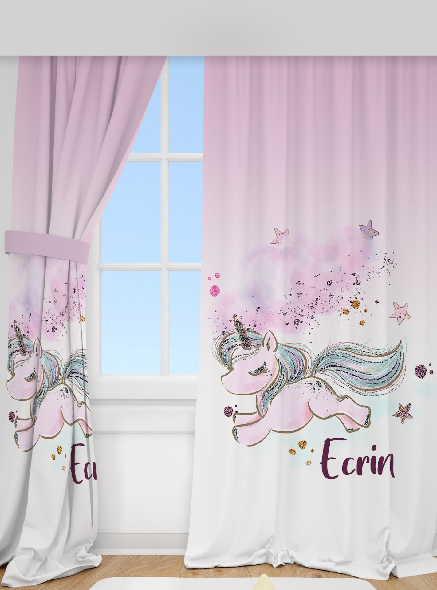 Kişiye Özel Baskılı Fon Perde Unicorn Ürün ana görseli