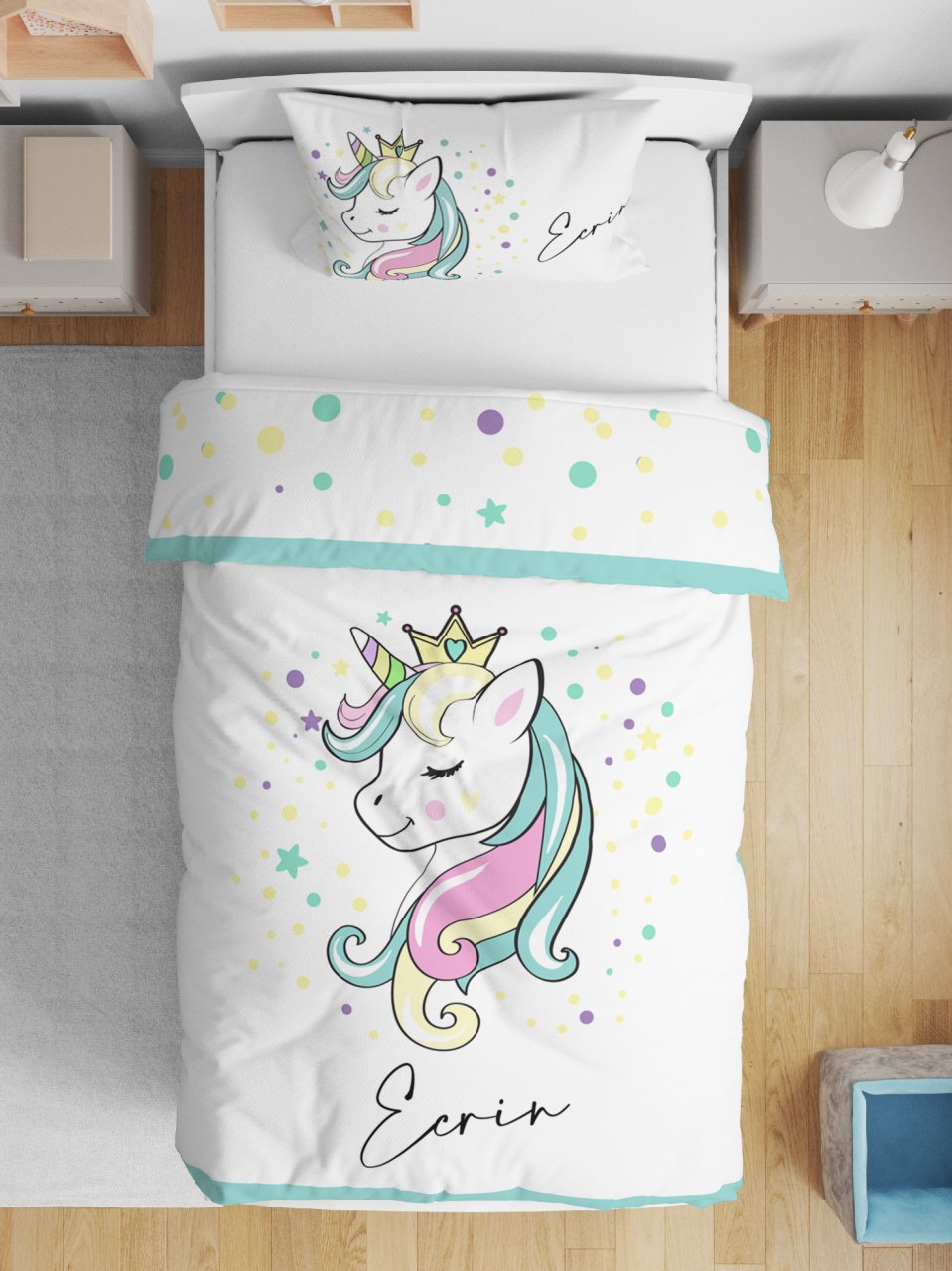 Kişiye Özel Çift Taraflı Yorgan Unicorn Ürün ana görseli