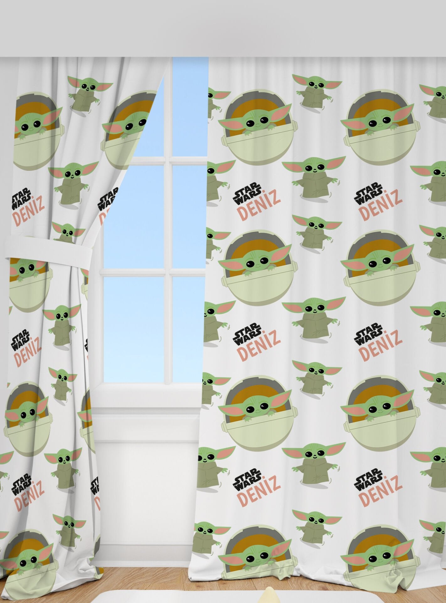 Kişiye Özel Baskılı Fon Perde Star Wars Yoda Ürün ana görseli