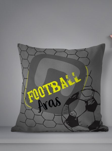 Kişiye Özel Çift Taraflı Kare Kırlent Kılıfı Futbol