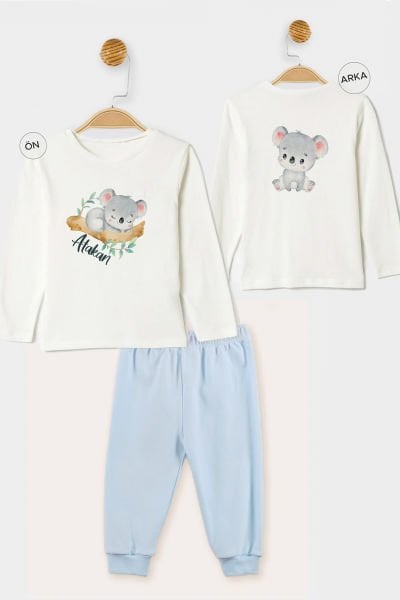 İsme Özel Organik Erkek Bebek Pijama Takımı Koala