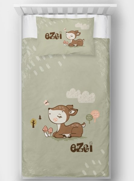 Kişiye Özel Tek Kişilik Yatak Örtüsü Bambi