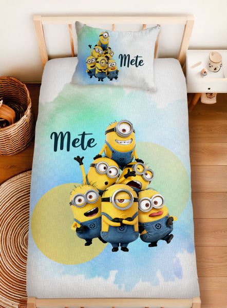Kişiye Özel %100 Pamuk Tek Kişilik Pike Seti Minions