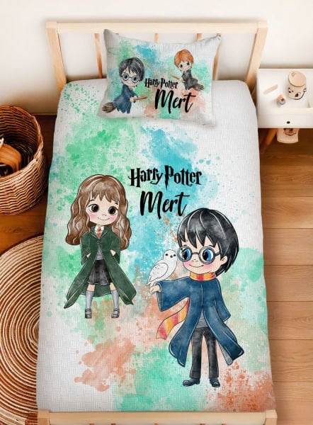 Kişiye Özel %100 Pamuk Tek Kişilik Pike Seti Harry Potter