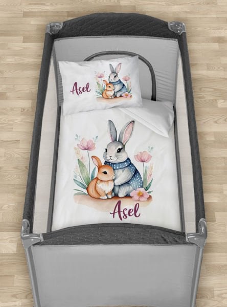 Park Yatak Nevresim Takımı Anne Bebek Tavşan