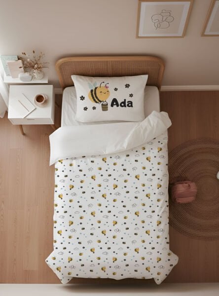 Kişiye Özel Genç Odası Tek Kişilik Nevresim Bal Arısı