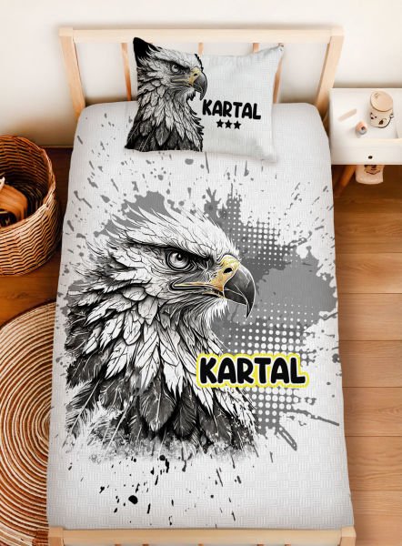 Kişiye Özel %100 Pamuk Tek Kişilik Pike Seti Kartal