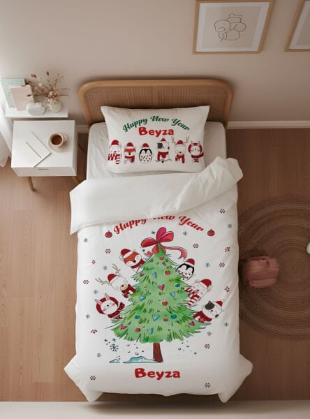 Kişiye Özel Genç Odası Tek Kişilik Nevresim Yeni Yıl